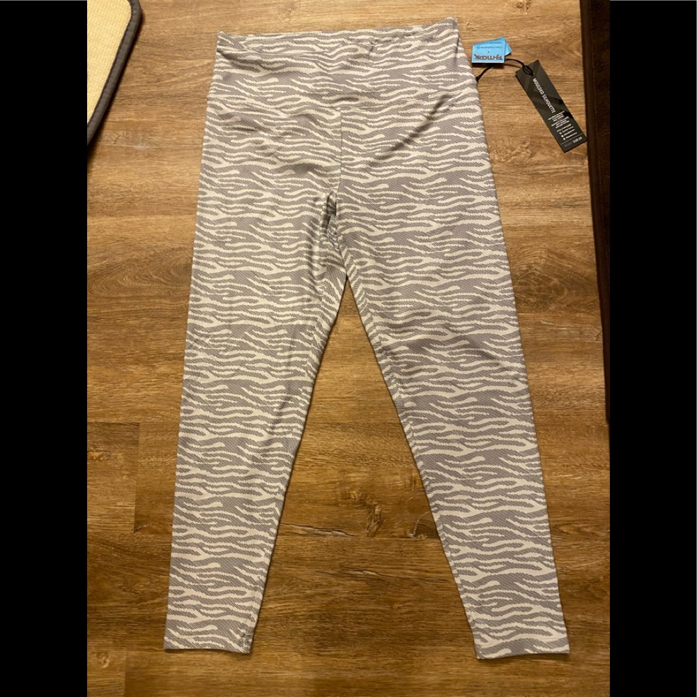 Gray and white leggings.